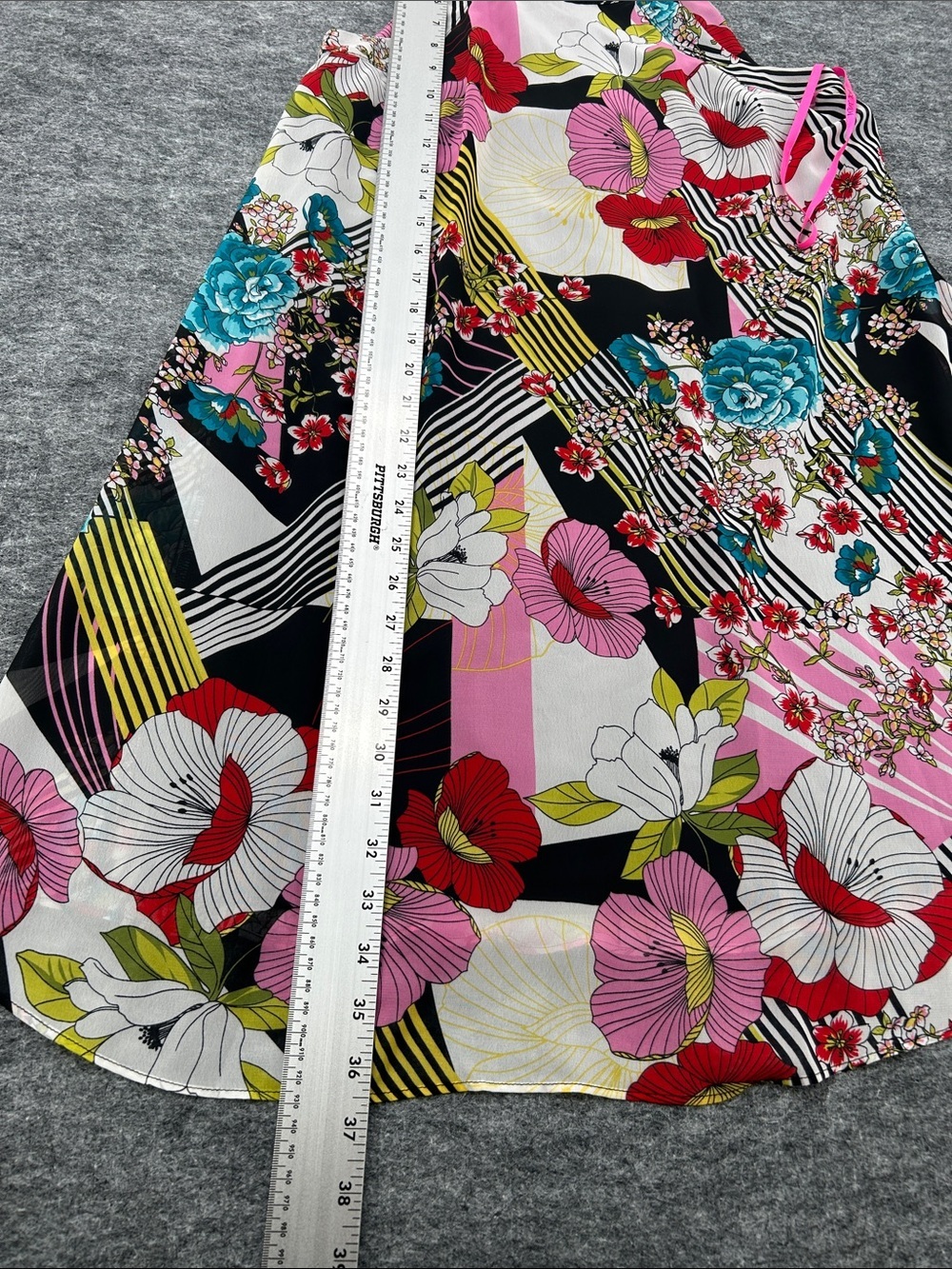 Betsey Johnson Multicolor Floral & Stripe Dress - Pink, Black, Turquoise Size 2 - Picture 8 of 11